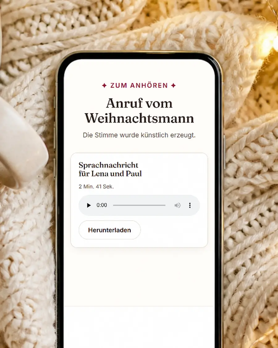 Sprachnachricht vom Weihnachtsmann: echte Seite dieses Geschenks auf einem Handy-Bildschirm
