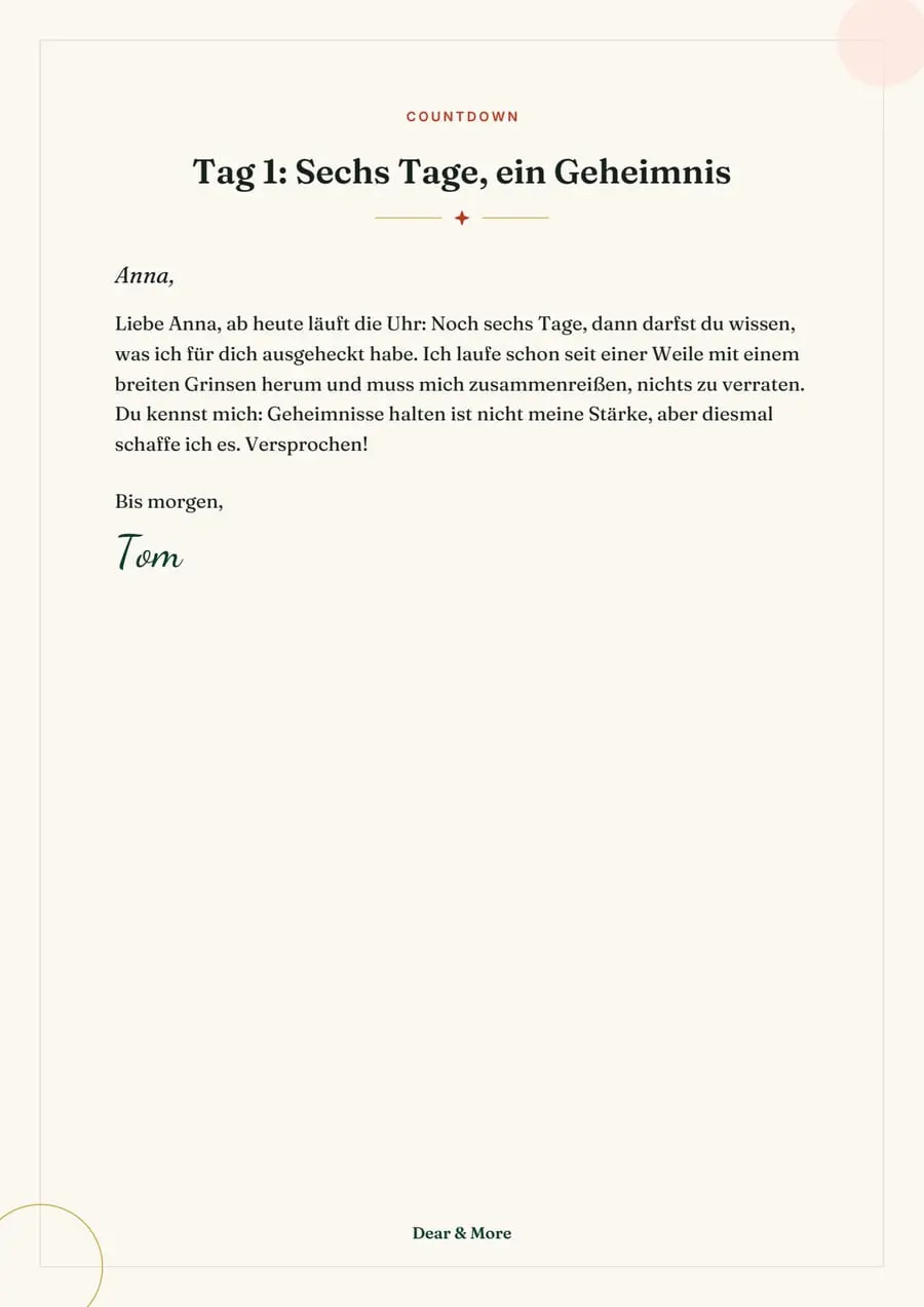 Real sample page: Countdown to a Surprise, page 1