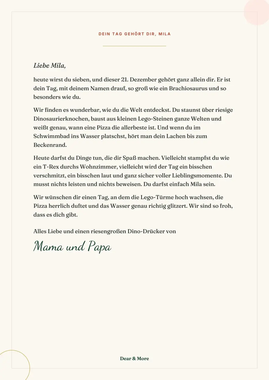 Echte Beispielseite: Dezember-Geburtstag, Seite 1
