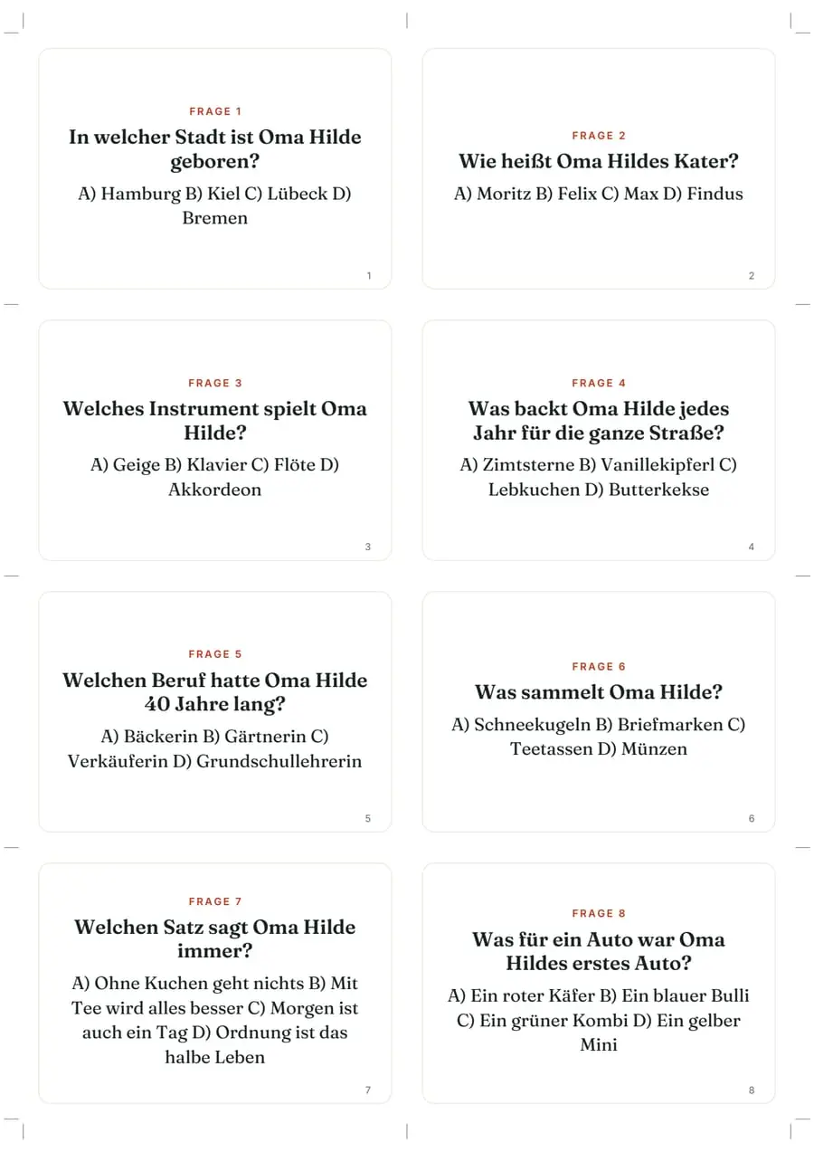 Echte Beispielseite: Familien-Quizshow: Wer kennt … am besten?, Seite 1