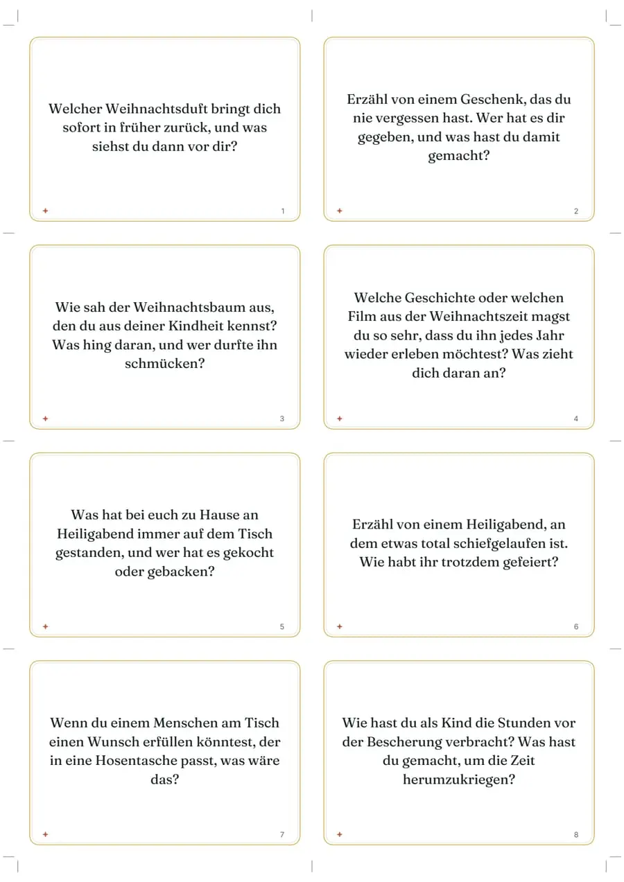 Real sample page: Conversation Cards for Your Holiday Table, page 1