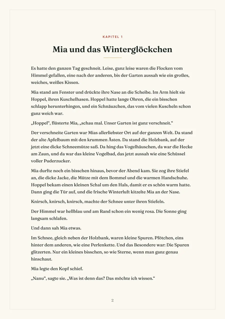 Echte Beispielseite: Gute-Nacht-Geschichte mit deinem Kind als Held, Seite 1