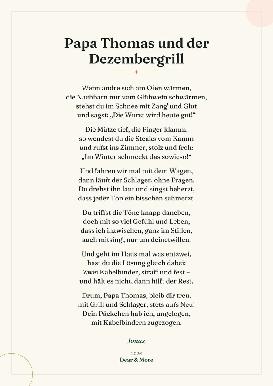 Echte Beispielseite: Persönliches Weihnachtsgedicht, Seite 1