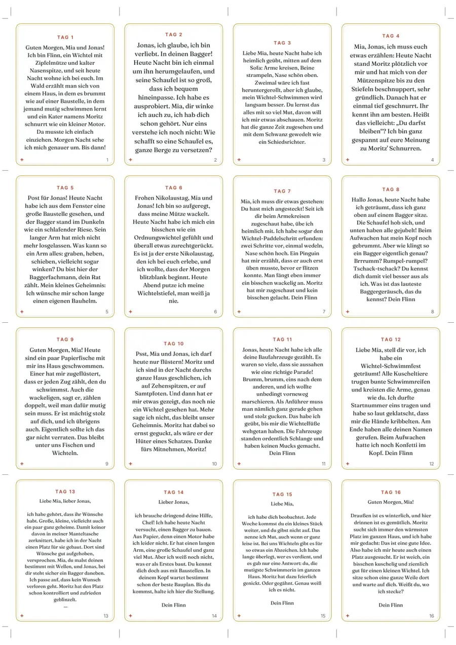 Echte Beispielseite: Wichteltür-Briefe – 24 Briefe von eurem Wichtel, Seite 1